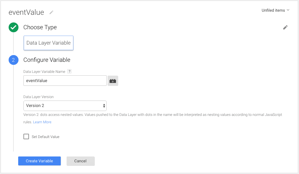 google tag manager event value